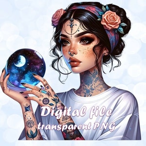 Mystic Chicana Latina Beauty Girl Clipart Chicana Woman Chingona PNG  Digital Sublimation File Latina Girl Tattooed Latina Commercial Use
