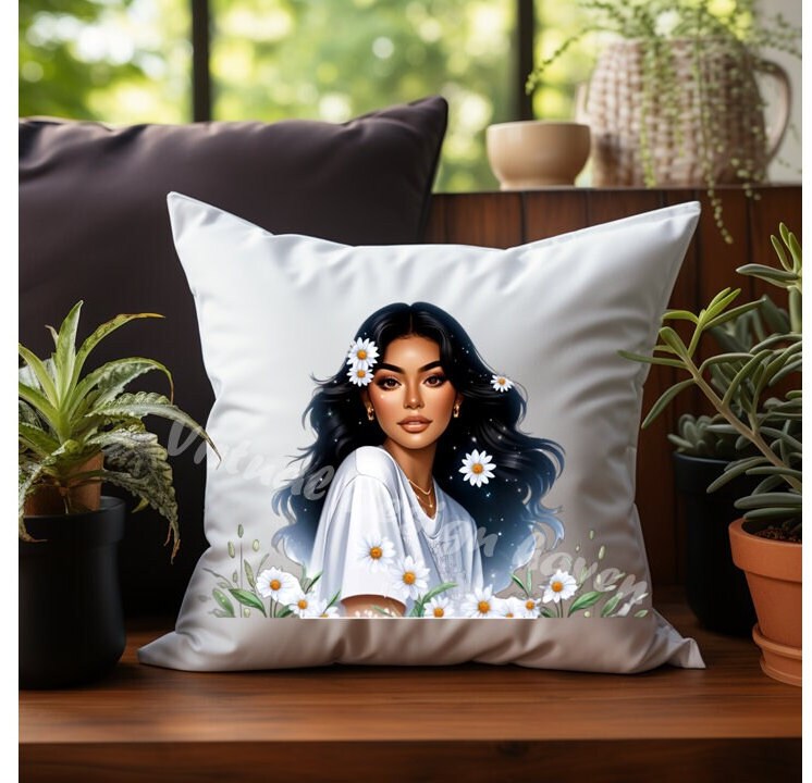 Chicana Girl PNG, Daisy Latina Clipart, Fashion Sticker, Chingona Flowers, Chicana Woman, Chingona PNG,  Digital File, Beauty Latina Tattoo