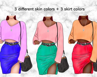 Fashion Lady Clipart: 63 PNG Illustrations (Commercial Use)