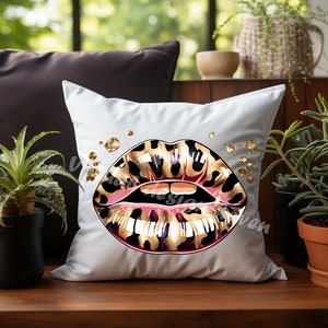 a pillow with a picture of a kiss on it