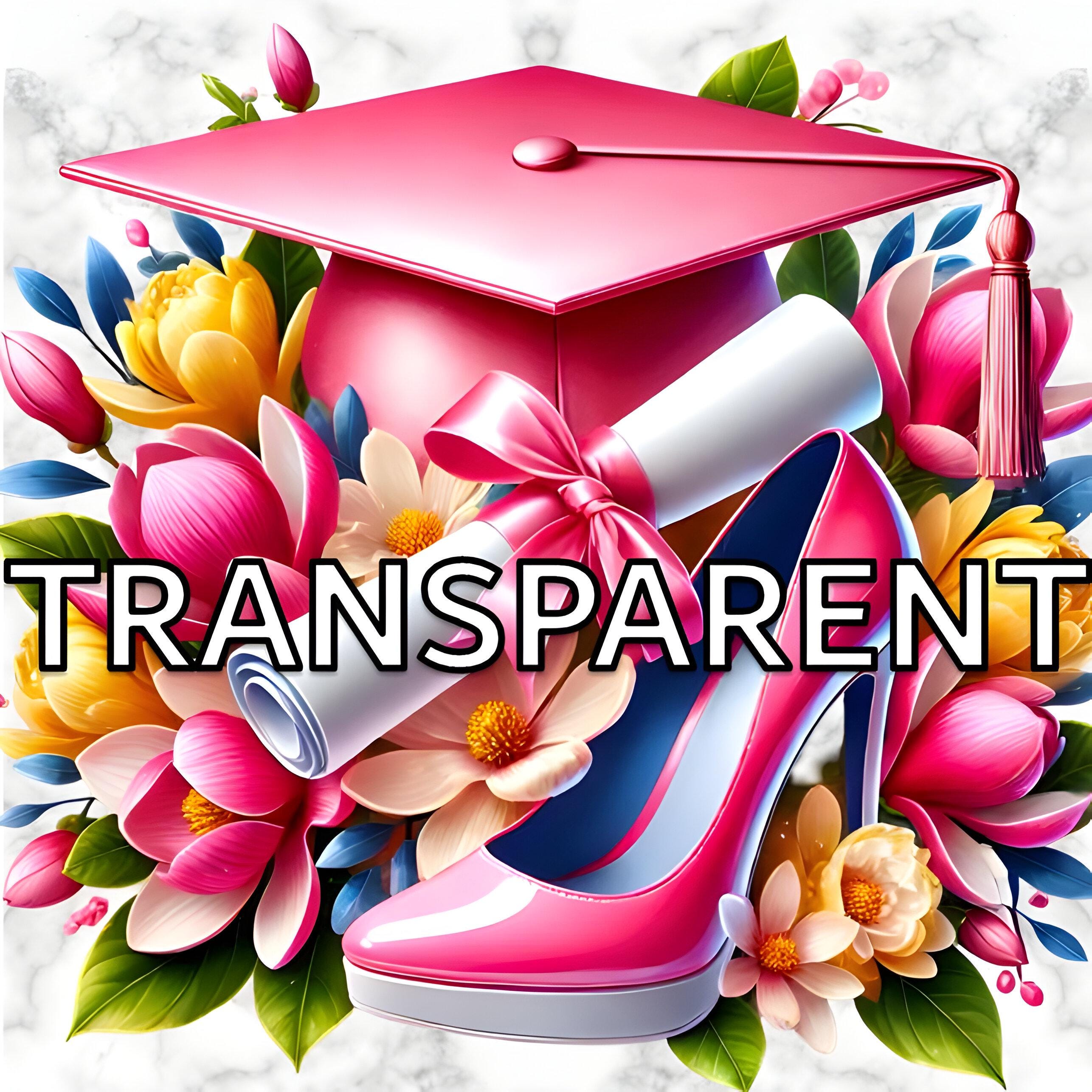 Pink Graduation Clipart PNG Bundle: Magnolia Floral Cap, Heels ...