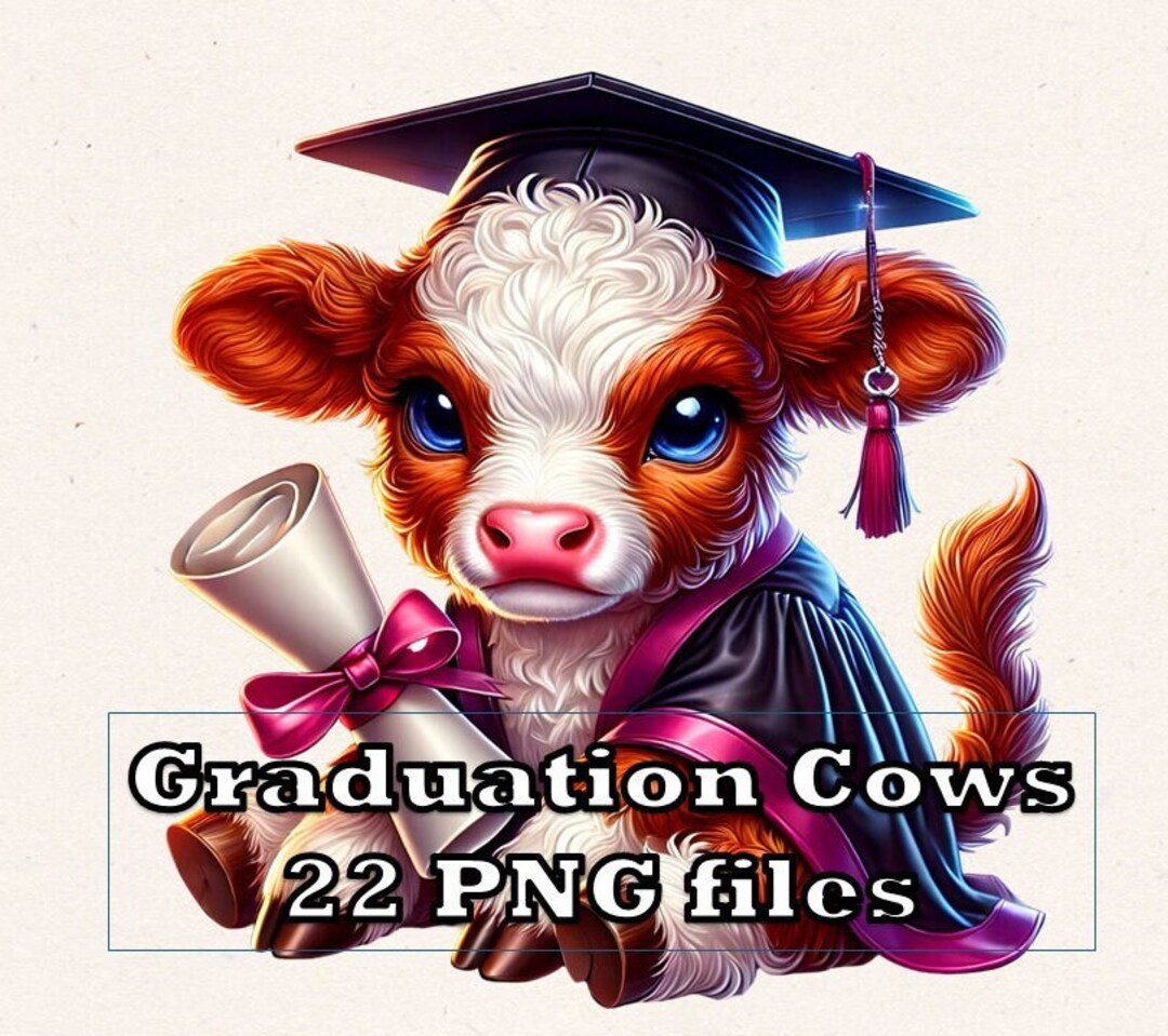 Funny Highland Cow Graduation Clipart: 22 PNG Digital Stickers - Etsy