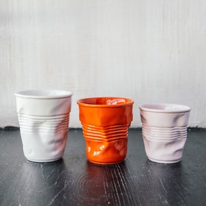 Crinkled ceramic cup, Concavity cup, Incurvation cup, Plastic cup, Ceramic tumbler, Ceramic coffee mug, Ceramic mug handmade pottery, Cup