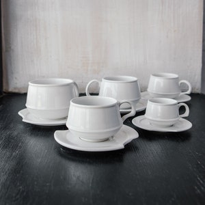 White ceramic cup with saucer, Minimalist handmade pottery coffee mug, Set of espresso cups, Cappuccino mug, White mug, Ceramic dinnerware