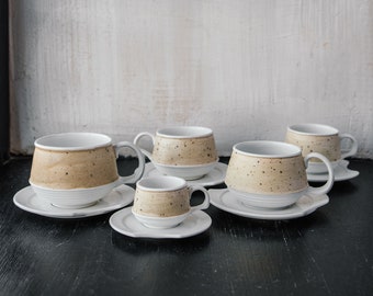 Ceramic Tea cup with saucer, Coffee cup, White Beige 65-350ml Handmade