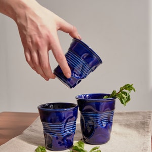 Set of Ceramic Cups, Handmade Pottery Coffee Mugs, Emerald, navy blue, mint kitchenware, Tea cups, Cappuccino mug, Housewarming gift for her