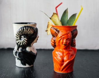 Tiki ceramic mug, Desire demon Succubus handmade mugs, Hawaiian cocktail glasses, Large ceramic tumbler, Tiki Polynesian decor, Tiki bar