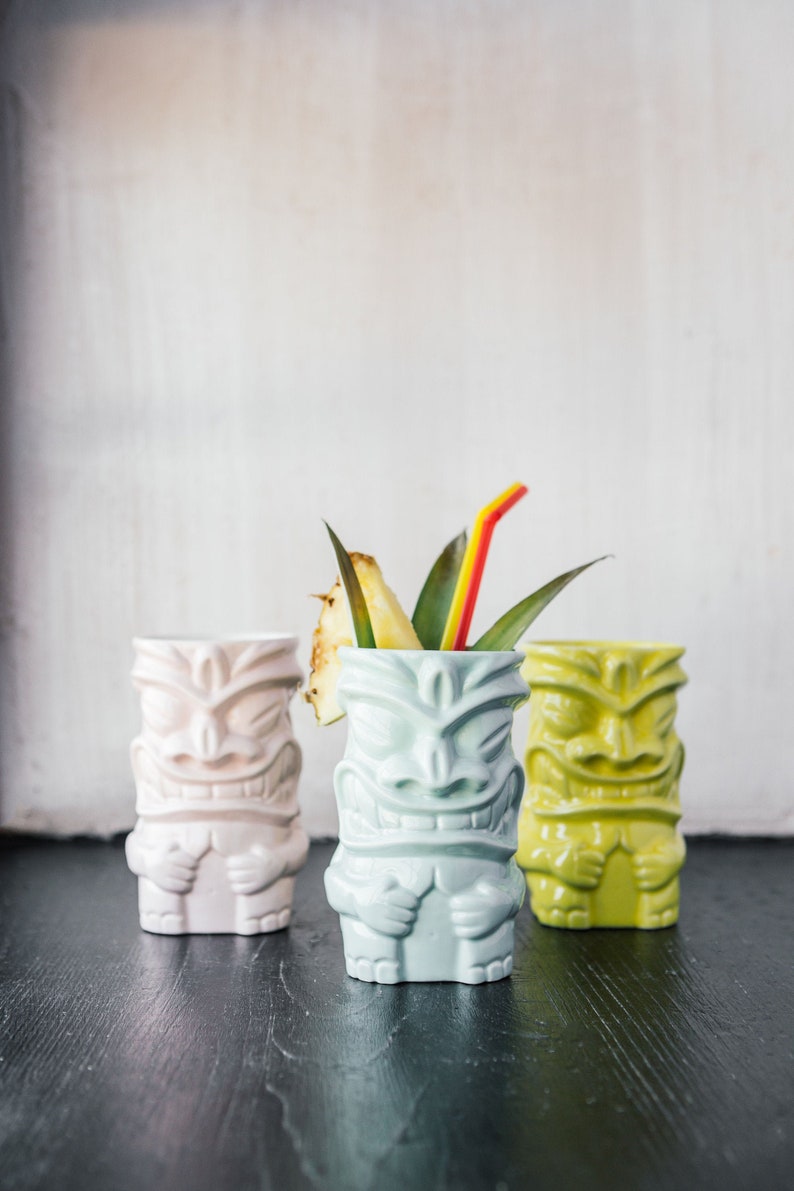 Tiki cocktail mugs, Handmade large ceramic mug, Tiki bar/ room decor, Tropical Hawaiian cocktail glasses, Tiki gifts, Coffee pottery mug