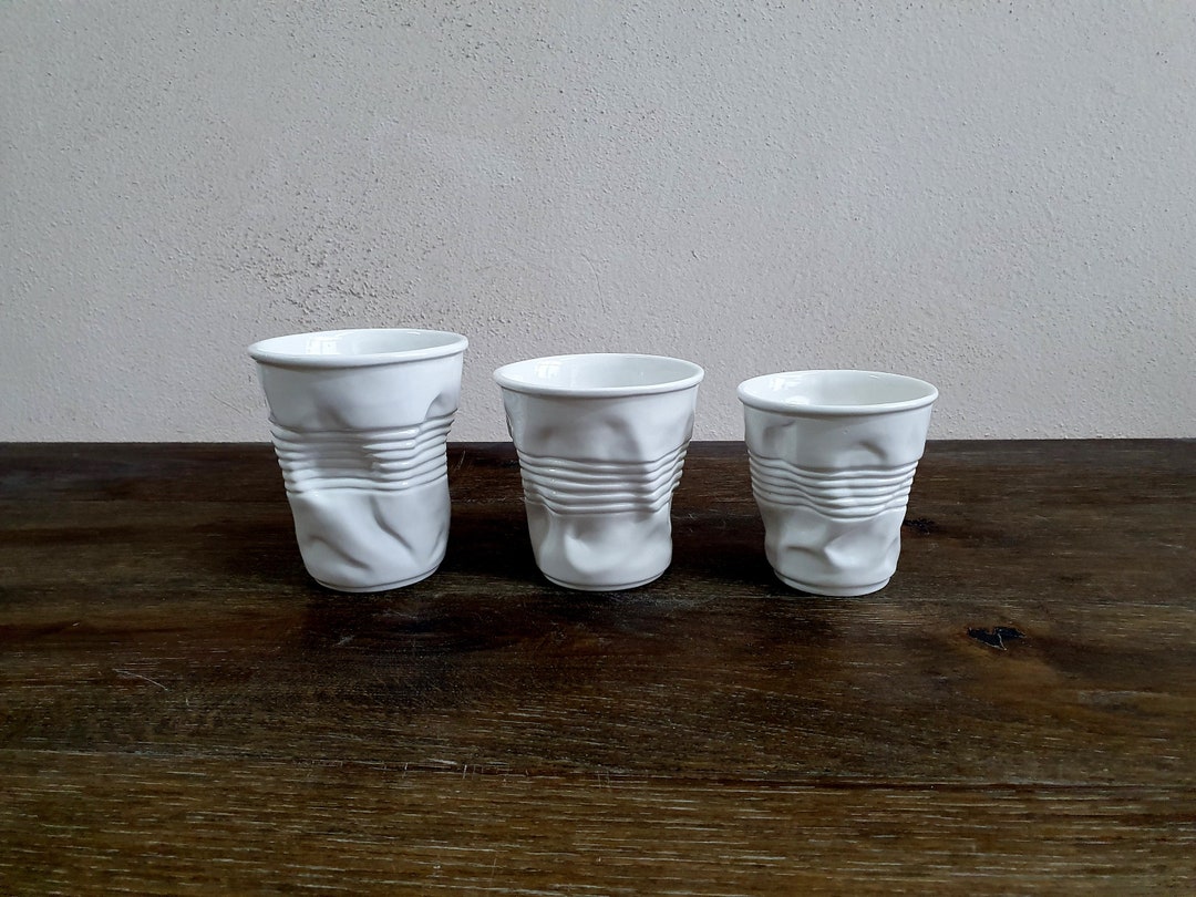 Crinkled Ceramic Cup, Color White, Plastic Cup, Ceramic Tumbler ...
