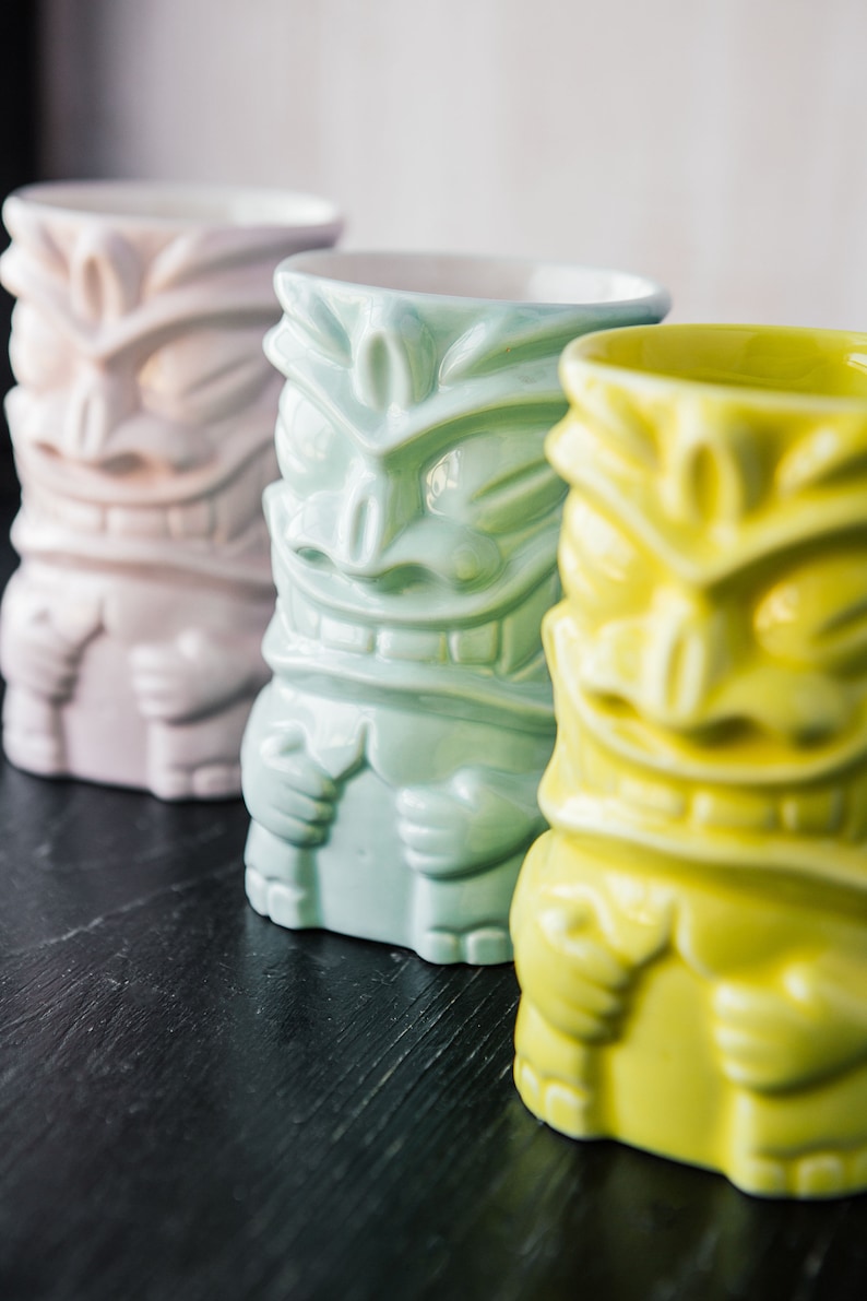 Tiki cocktail mugs, Handmade large ceramic mug, Tiki bar/ room decor, Tropical Hawaiian cocktail glasses, Tiki gifts, Coffee pottery mug