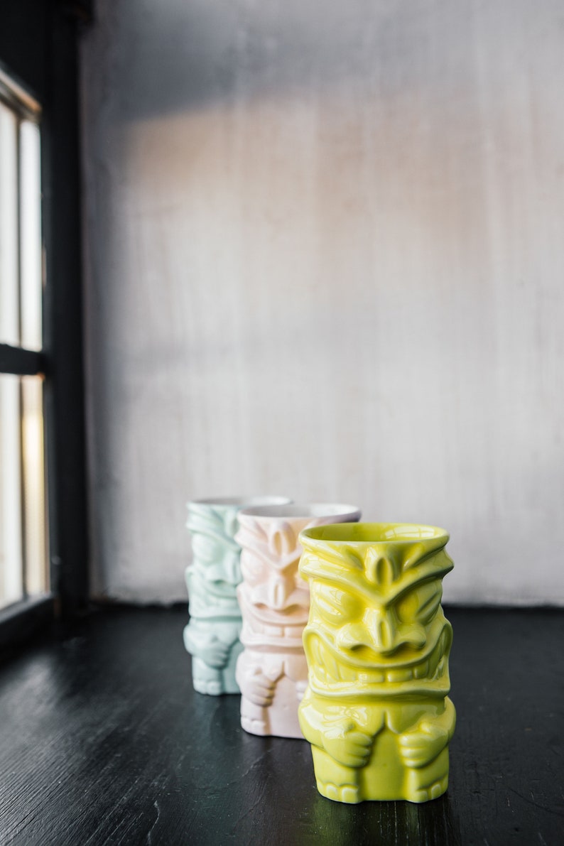 Tiki cocktail mugs, Handmade large ceramic mug, Tiki bar/ room decor, Tropical Hawaiian cocktail glasses, Tiki gifts, Coffee pottery mug