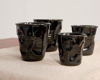 Black Pottery Coffee Mug: Minimalistic Art Cup and Japandi Home Decor, 3-12 oz