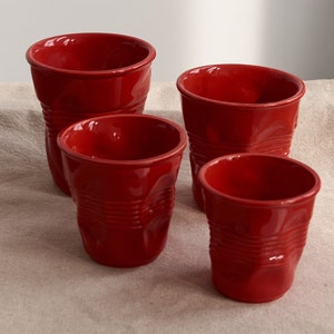 Keramik Kaffeetasse, Kleine Espressotasse, Rote handgefertigte Keramiktasse, Große Eiskaffeetasse, Cappuccino Tasse, Ästhetischer Becher, Geschenk für Teeliebhaber