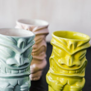 Tiki cocktail mugs, Handmade large ceramic mug, Tiki bar/ room decor, Tropical Hawaiian cocktail glasses, Tiki gifts, Coffee pottery mug