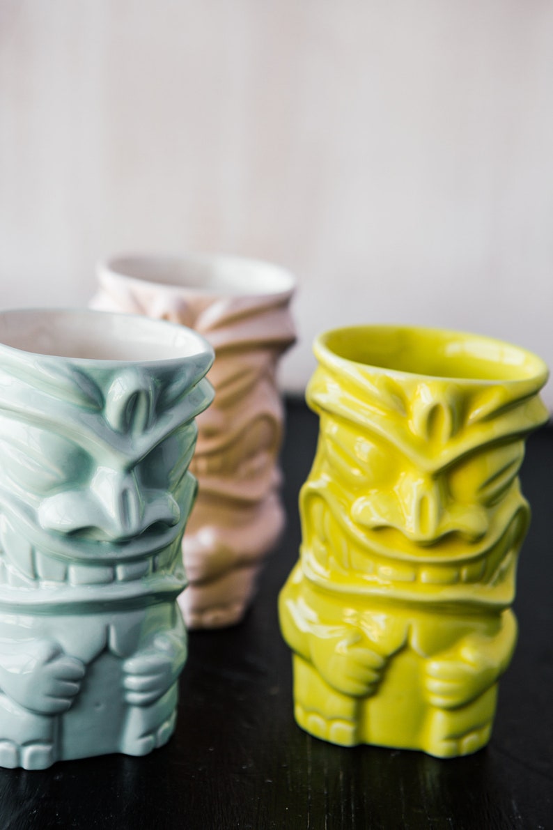 Tiki cocktail mugs, Handmade large ceramic mug, Tiki bar/ room decor, Tropical Hawaiian cocktail glasses, Tiki gifts, Coffee pottery mug