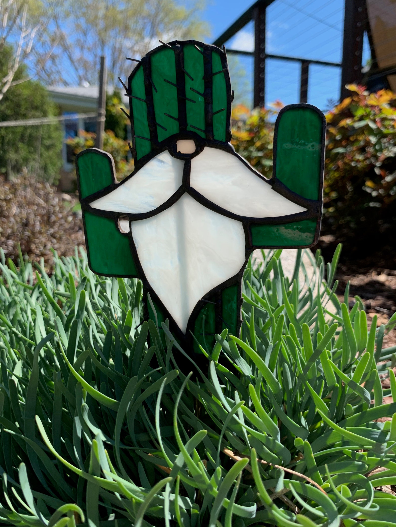 Stained Glass Saguaro Cactus Garden Gnome Plant Stake Pattern Etsy
