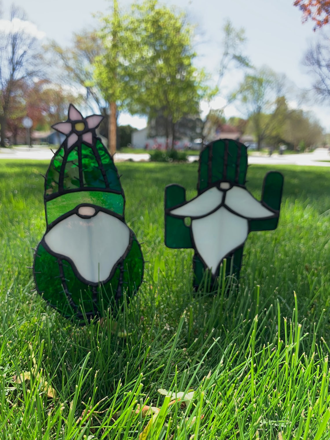 Stained Glass Saguaro Cactus Garden Gnome Plant Stake Pattern Etsy