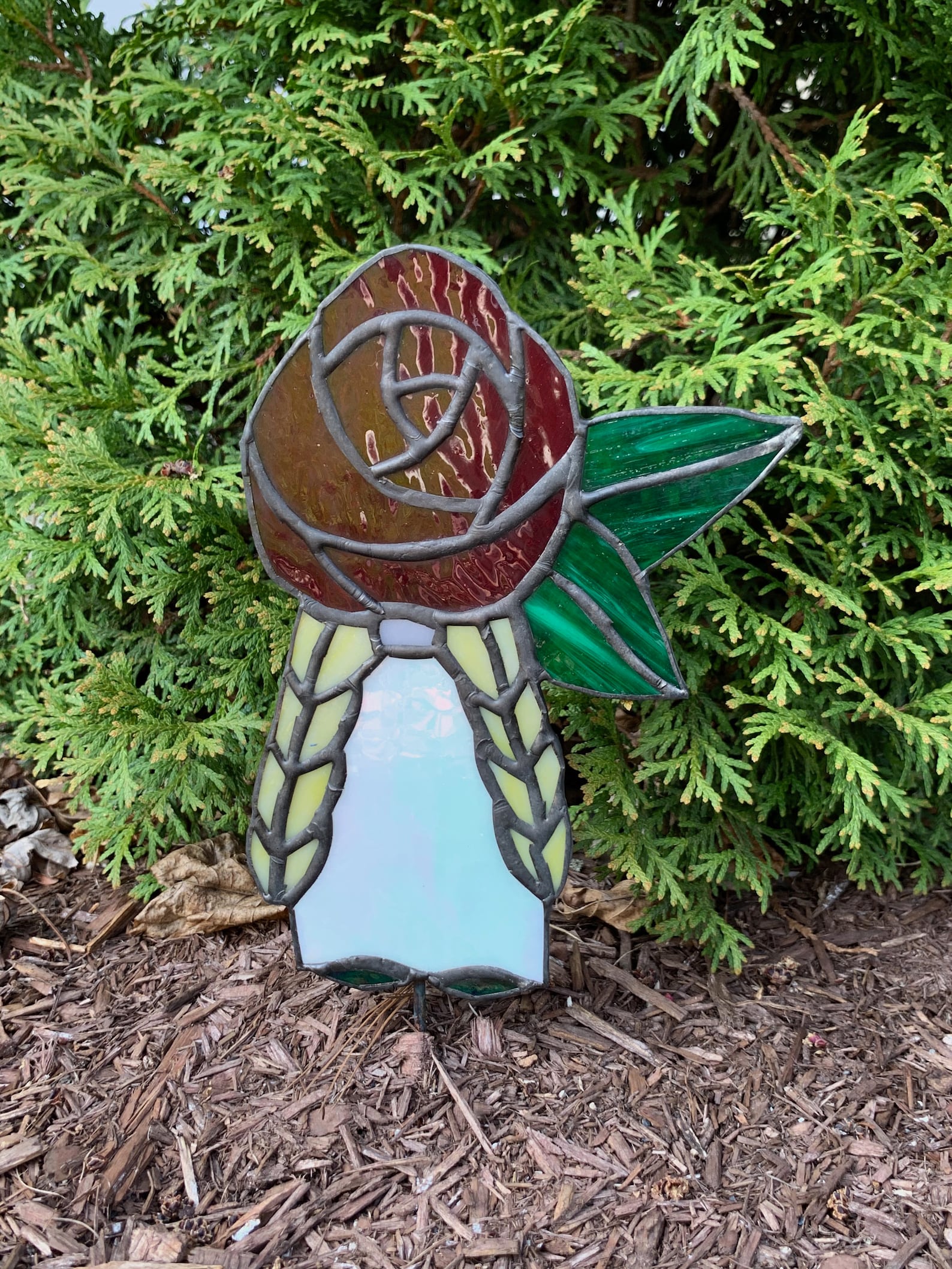 Stained Glass Rose Gnome Plant Stake Pattern Etsy