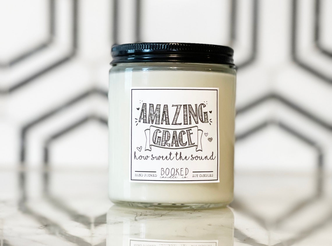 Amazing Grace Christian Candle Hymn Worship Spiritual Candle Etsy