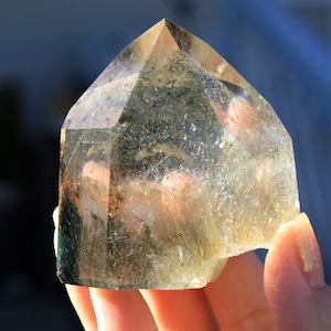 SUPER RARE Electric Yellow Amphibole Tower with Garden Quartz | Yellow Angel Phantom Quartz | Amphibole Quartz | Inclusion Quartz | Rare
