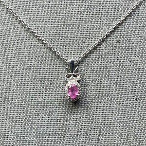 VIDEO 0.75 ct Pink Sapphire and Natural White Zircon Pendant Necklace in Platinum Over Sterling Silver (20&quot;)