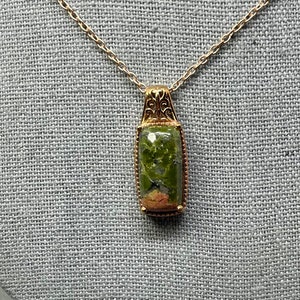 VIDEO 9.45 ct Unakite Pendant Necklace in Platinum Bond Bronze and Copper (20&quot;)