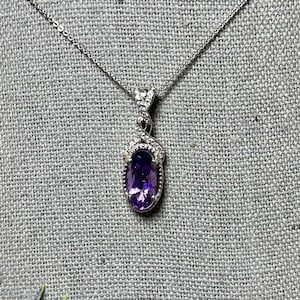 VIDEO 2.1 ct. Amethyst and Zircon Pendant Necklace in Platinum Over 925 Sterling Silver (20&quot;)