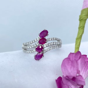 VIDEO (SIZE 9) 1.75 ct AA Burmese Ruby and Zircon Ring in Platinum Over Sterling Silver