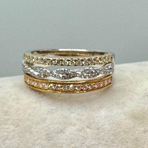VIDEO .50 ct. 14K Tri-Tone Gold Diamond Ring (SIZE 7)