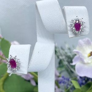VIDEO 1 ct Burmese Ruby and Zircon Earrings in Platinum Over Sterling Silver