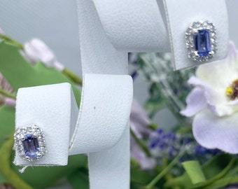 VIDEO 0.80 ct Tanzanite and Zircon Stud Earrings in Platinum Over Sterling Silver