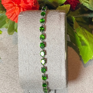 VIDEO 10.10 ct Natural Russian Diopside Tennis Bracelet in Platinum Over 925 Sterling Silver (8 inch)