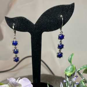 VIDEO 6.95 ct Lapis Lazuli Lever Back Earrings in Platinum Bond