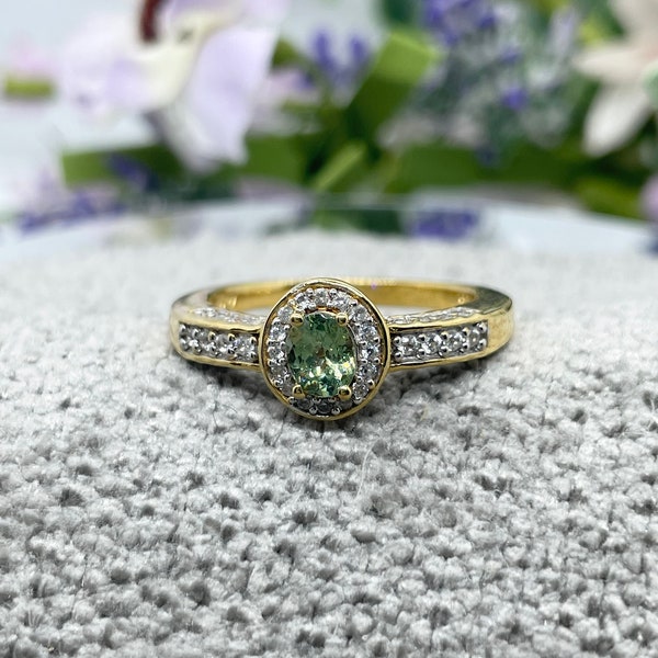 VIDEO (SIZE 8) .9 ct. Demantoid Garnet, Zircon Ring in Vermeil YG Over Sterling Silver