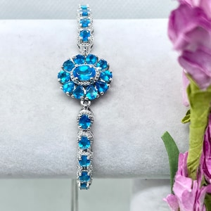 4.15 ct. Malgache Neon Apatite Bracelet in Platinum Over 925 Sterling Silver (Adjustable)