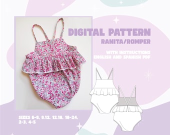 Babyfrosch-Muster, Baby-Overall-Muster, digitales Baby-Overall-Muster, Baby-Overall-Muster, herunterladbares Muster, herunterladbares A4-PDF-Muster, druckbar