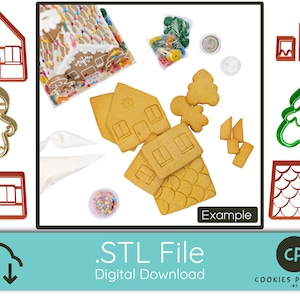 3D Christmas House, Cookie Cutter, Cupcake - STL FILE