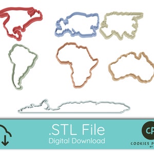World Map Collection (7 bestanden), Cookie Cutter - STL File