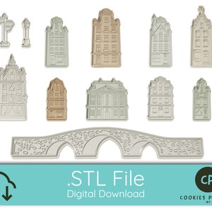City Buildings Collection (Full 12 files), Cookie Cutter - STL FILE