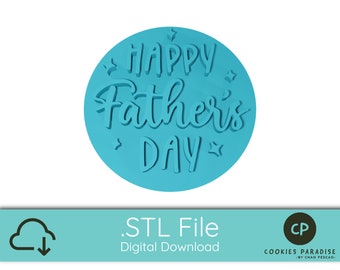 Happy Father&#39;s Day Stamp, Cookie Cutter, Polymer Clay - STL FILE