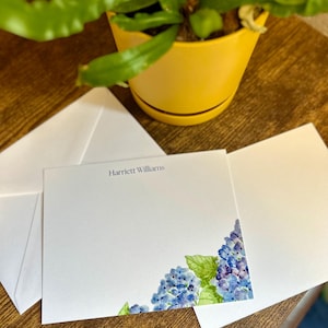 Personalized Hydrangea Flat Notecards