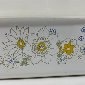 Vintage Corning Ware Floral Bouquet Loaf Pan with Plastic Storage Lid RARE image 2