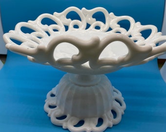 1 Fostoria Monroe Milk Glass Banana Stand, Vintage Decorative Milk Glass