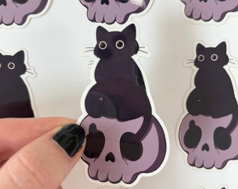 Cat and Skull vinyl sticker