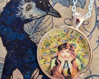 Pensive girl with flowers pendant