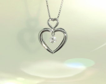 Heart pendant with brilliant white gold 750