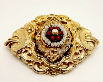 Biedermeier brooch "foam gold" silver-gilded