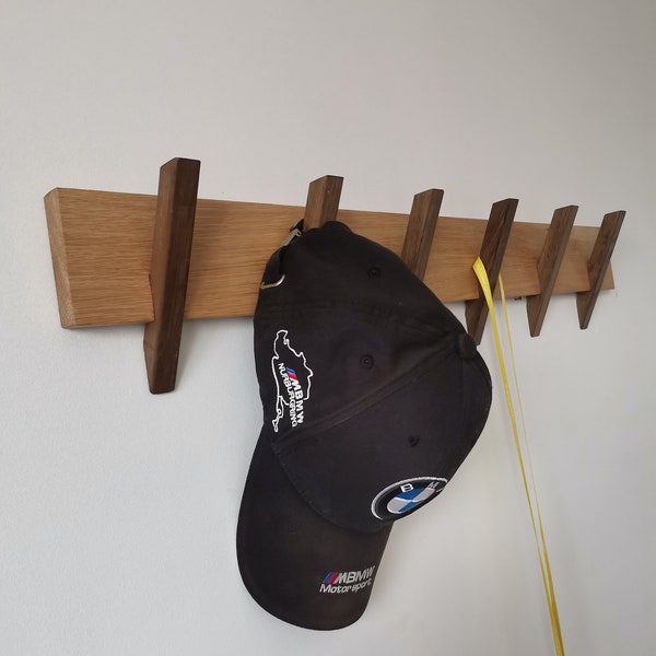 Eikenhouten rek/houten kapstok/wandkapstok/modern rek/eiken hanger met donkere haken/