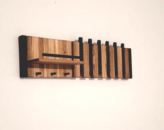 Eiche Holz Klavier Garderobe: Klappbare Wandhalterung