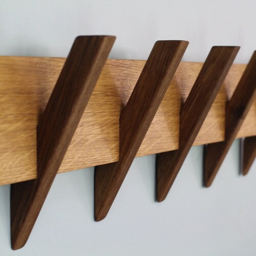 Oak Wood Rack / Wood Coat Rack / Wall Mounted Coat Rack / Etsy